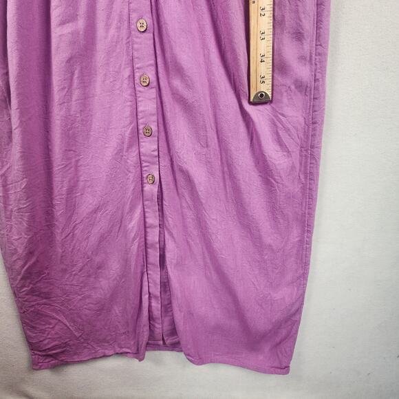 Free People Vintage Summer Puff Sleeve Maxi Dress Women XS/S Purple Tie Front - Picture 13 of 16